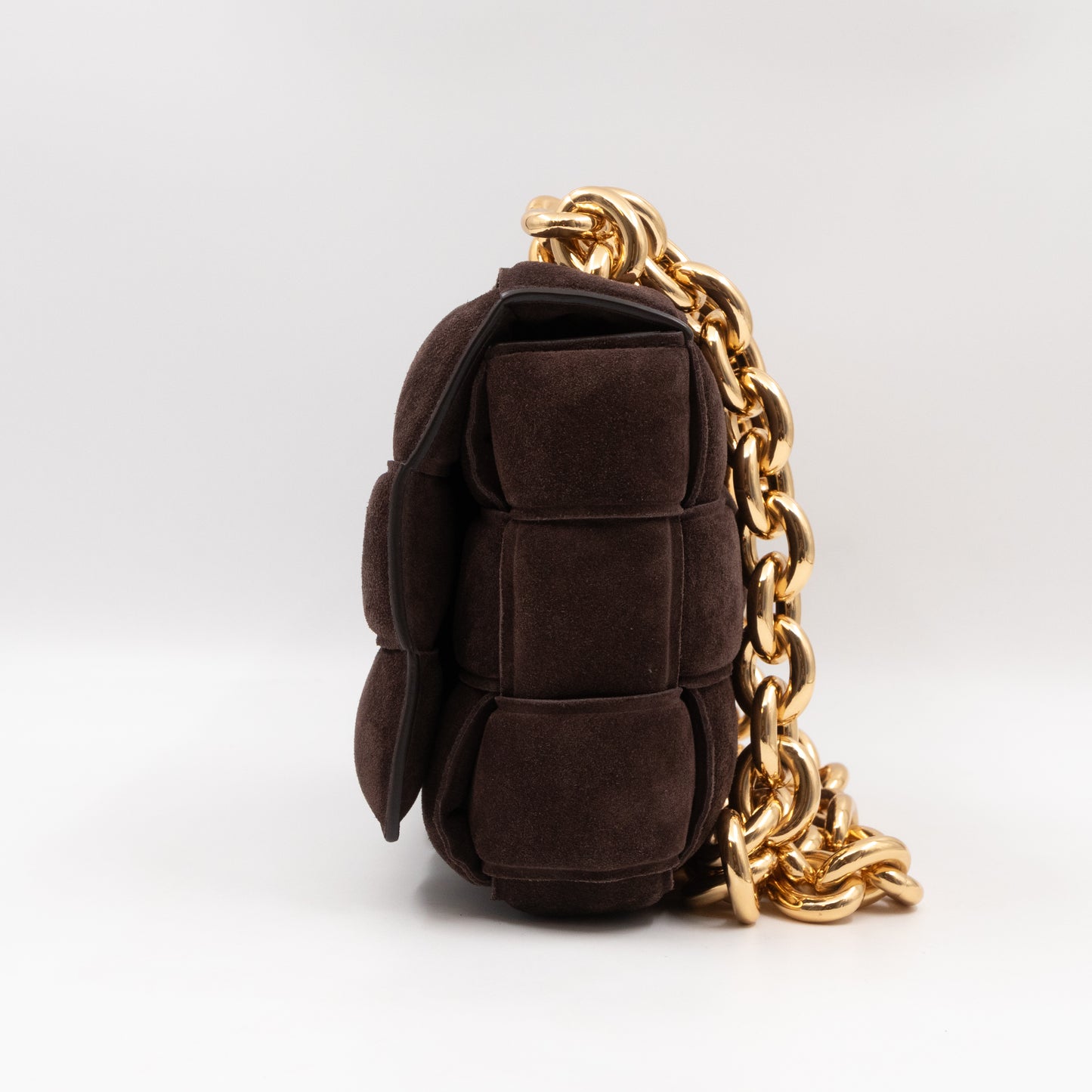 Chain Cassette Bag Brown Suede & Gold