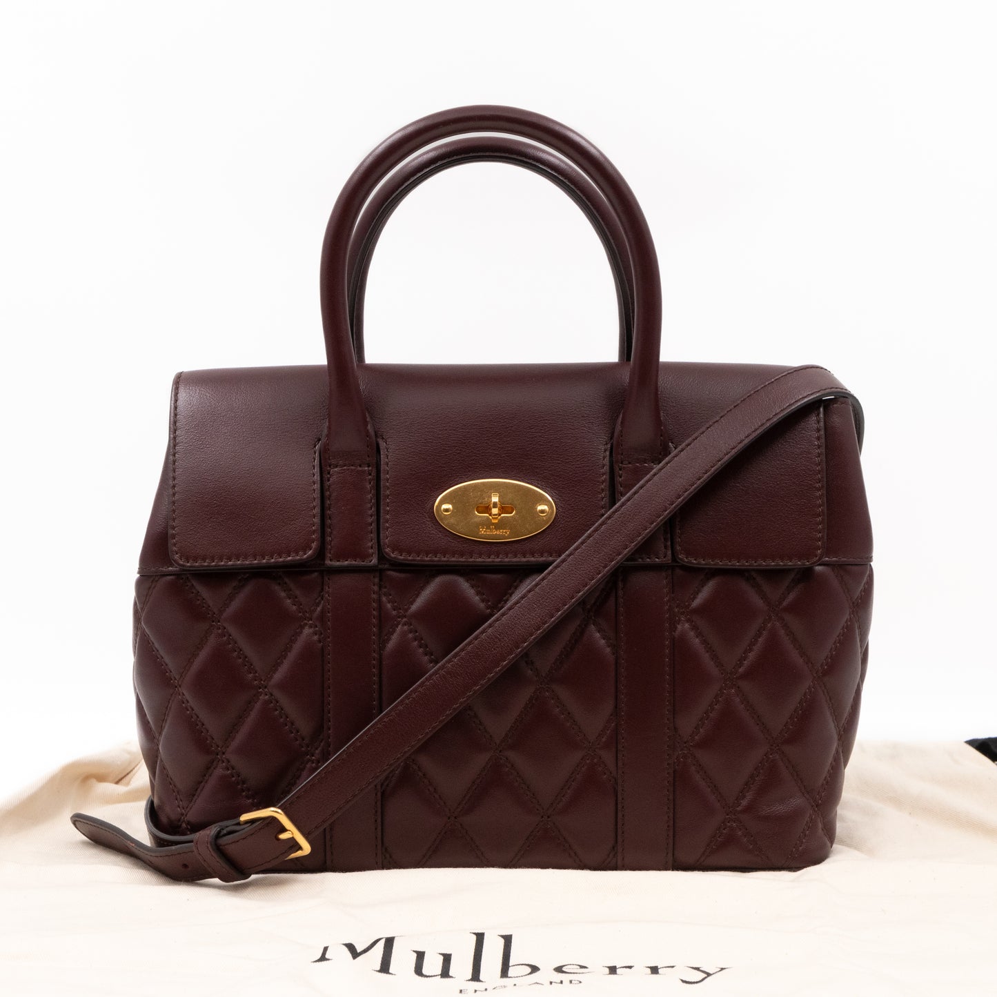 Small Quilted Bayswater Burgundy Leather with strap