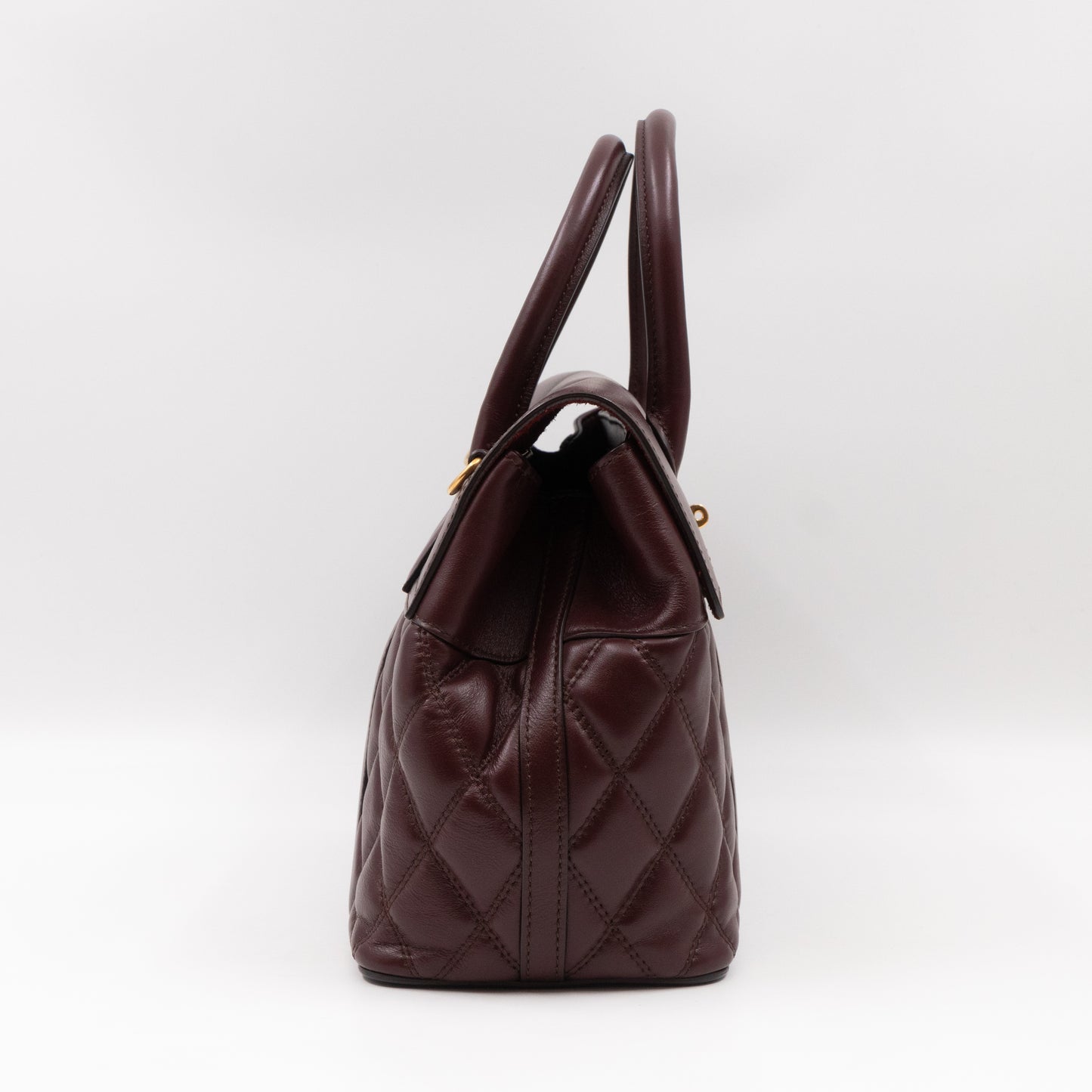 Small Quilted Bayswater Burgundy Leather with strap