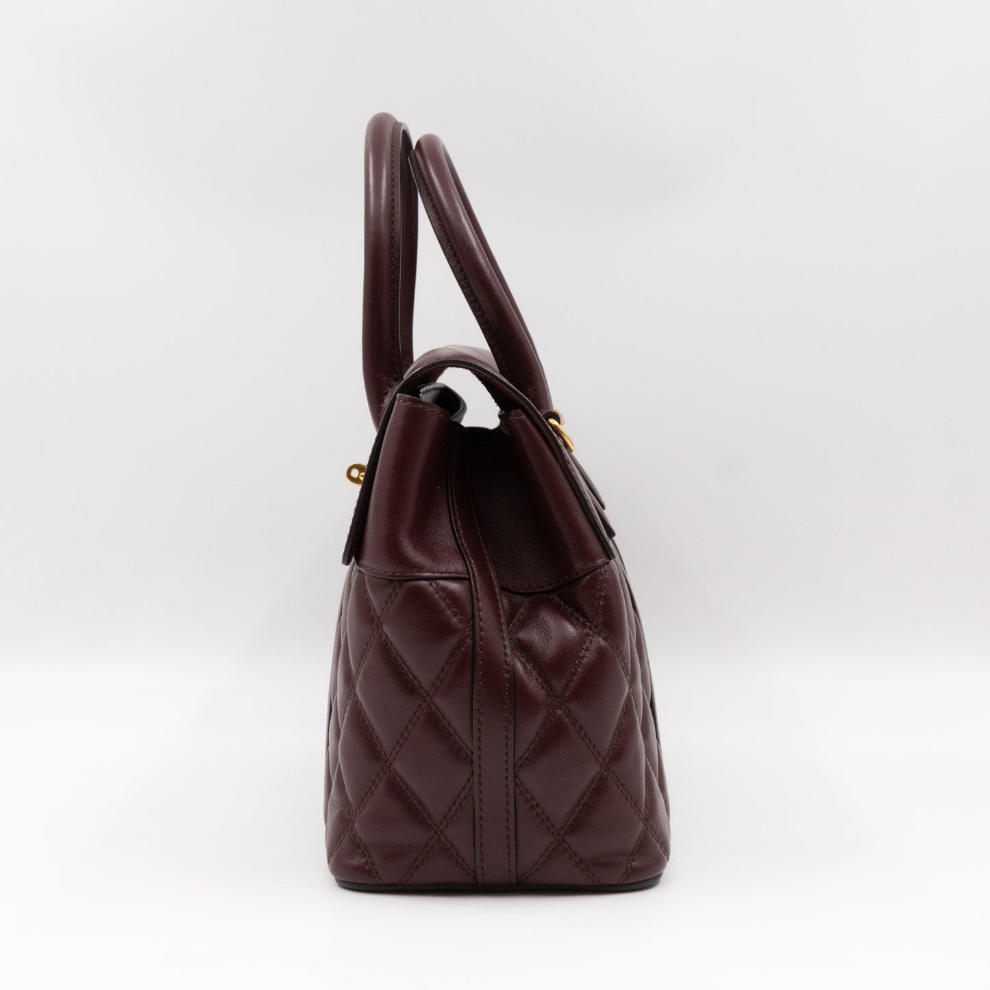 Small Quilted Bayswater Burgundy Leather with strap