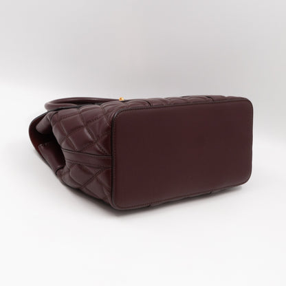 Small Quilted Bayswater Burgundy Leather with strap