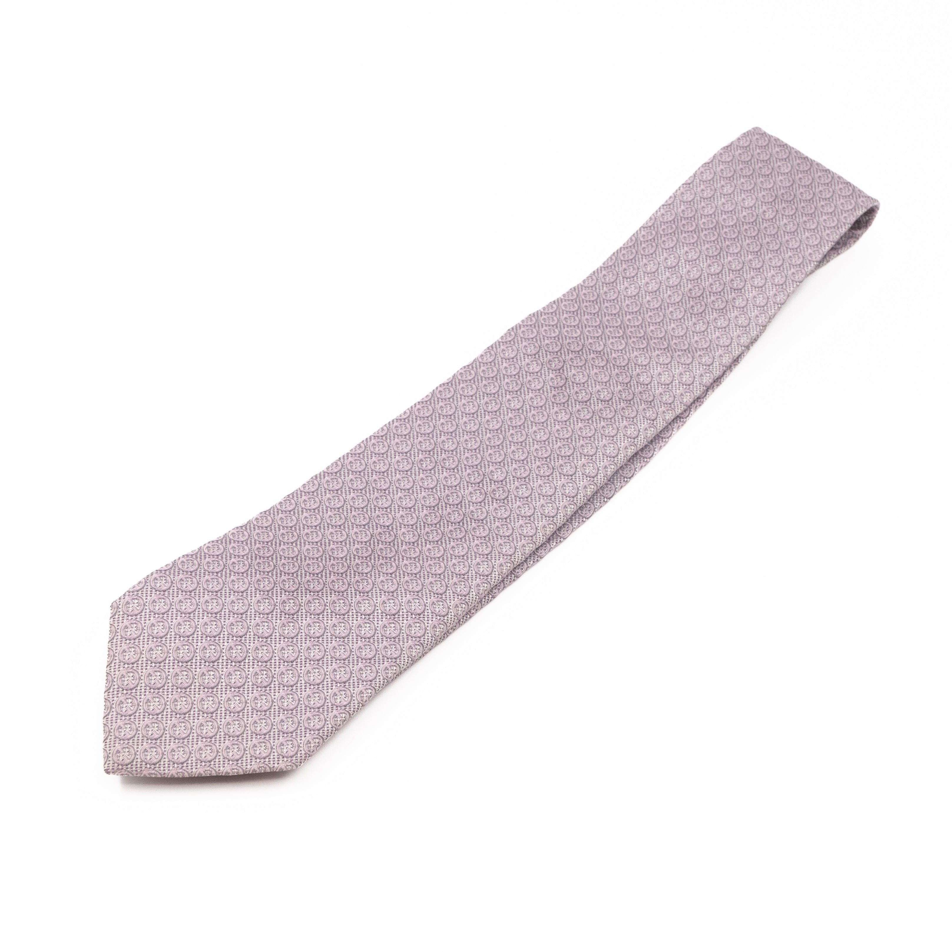 Silk Jacquard Tie Grey & Pink
