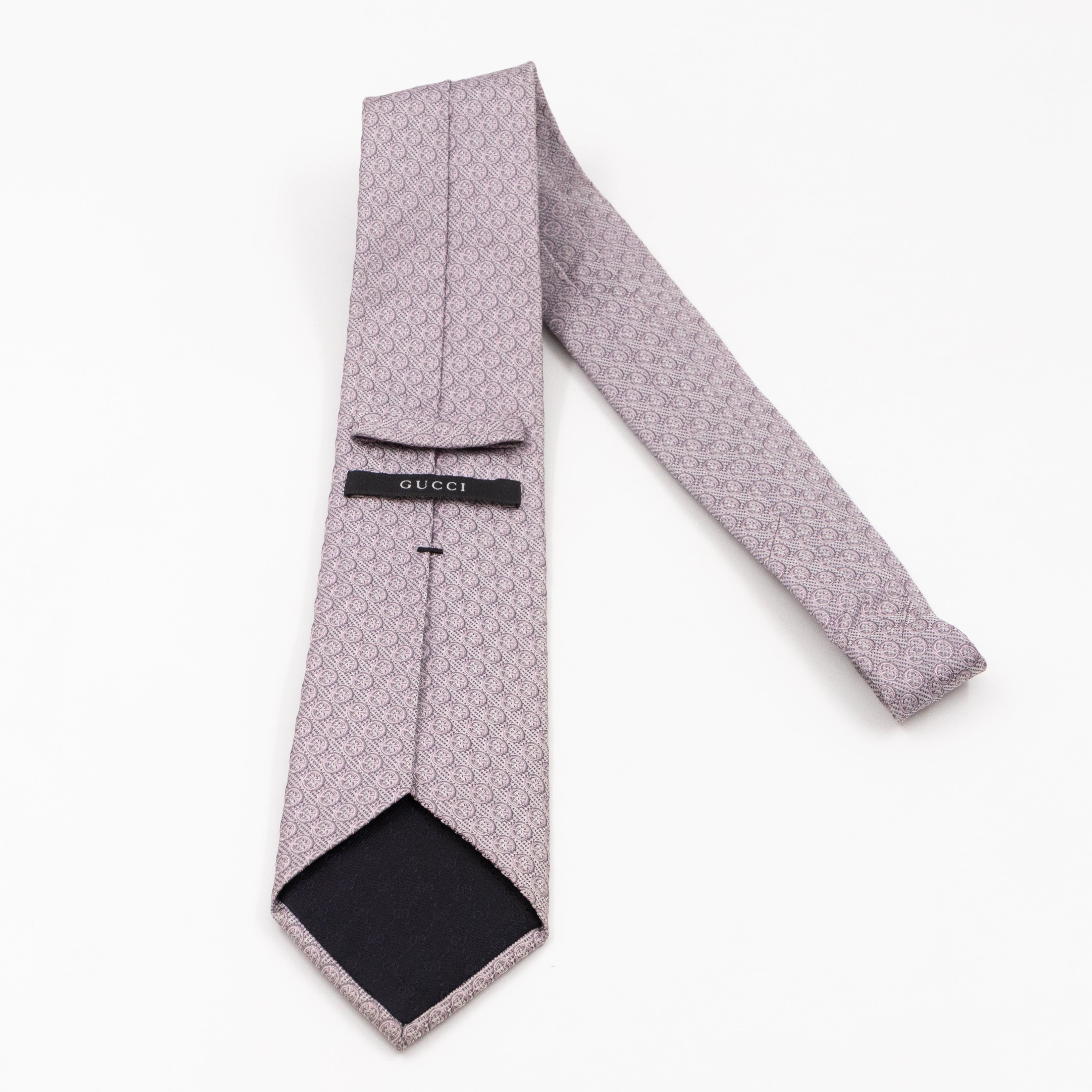 Silk Jacquard Tie Grey & Pink