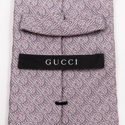Silk Jacquard Tie Grey & Pink