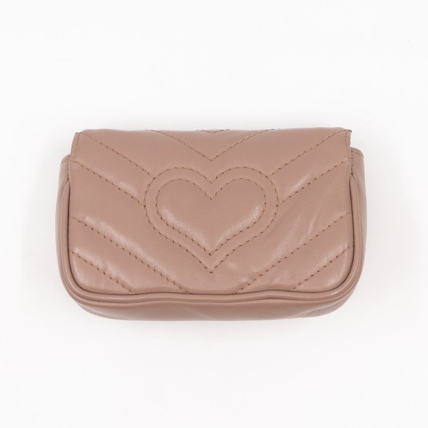 GG Marmont Matelassé 2.0 Coin Purse On A Chain Dusty Pink Leather