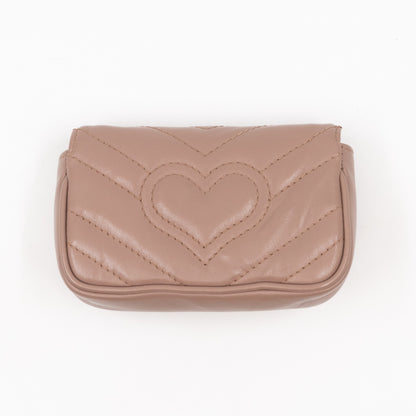 GG Marmont Matelassé 2.0 Coin Purse On A Chain Dusty Pink Leather