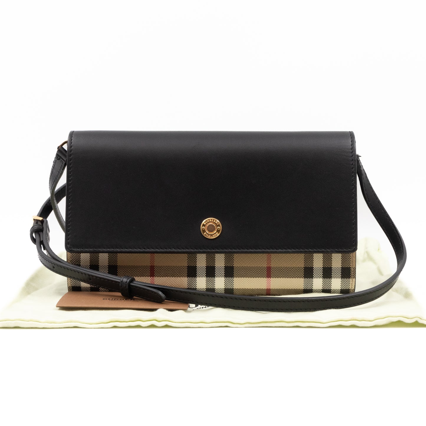 Crossbody Wallet Bag Check & Black Leather