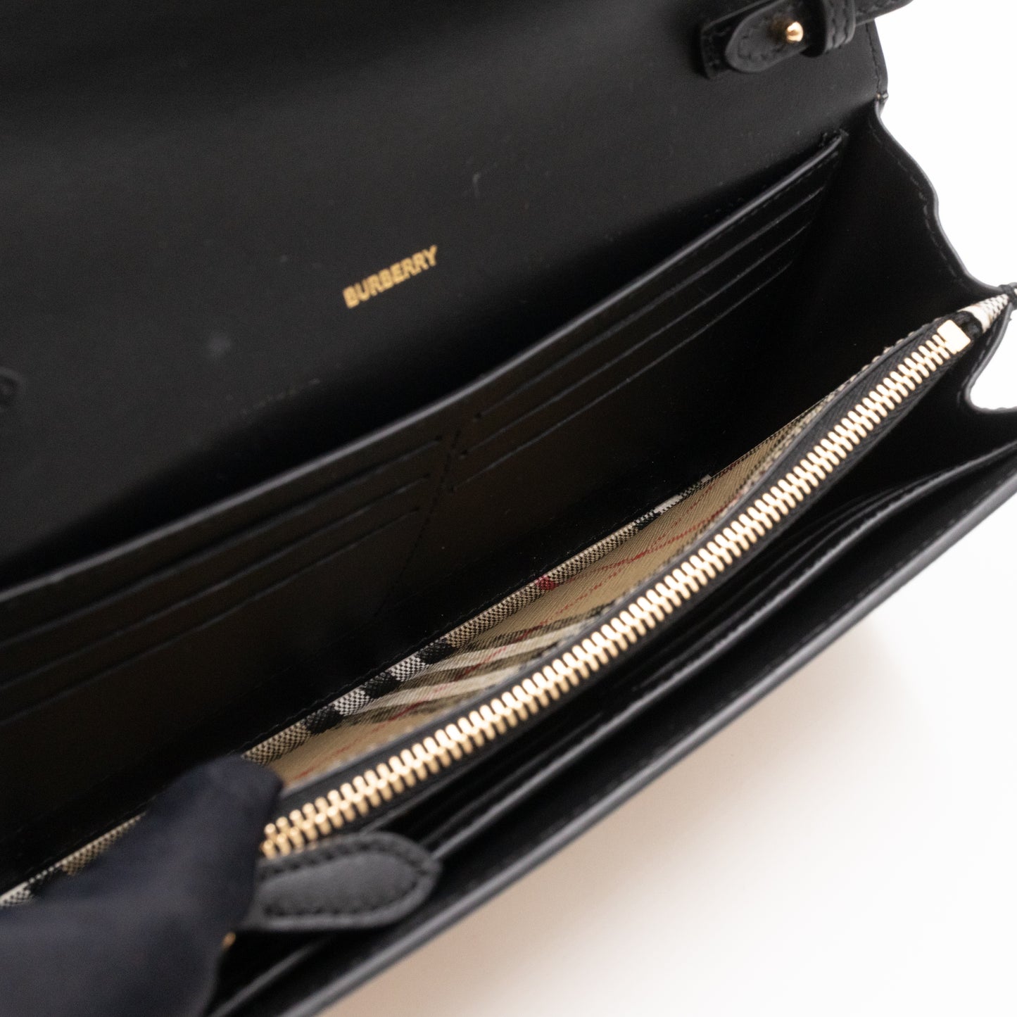 Crossbody Wallet Bag Check & Black Leather