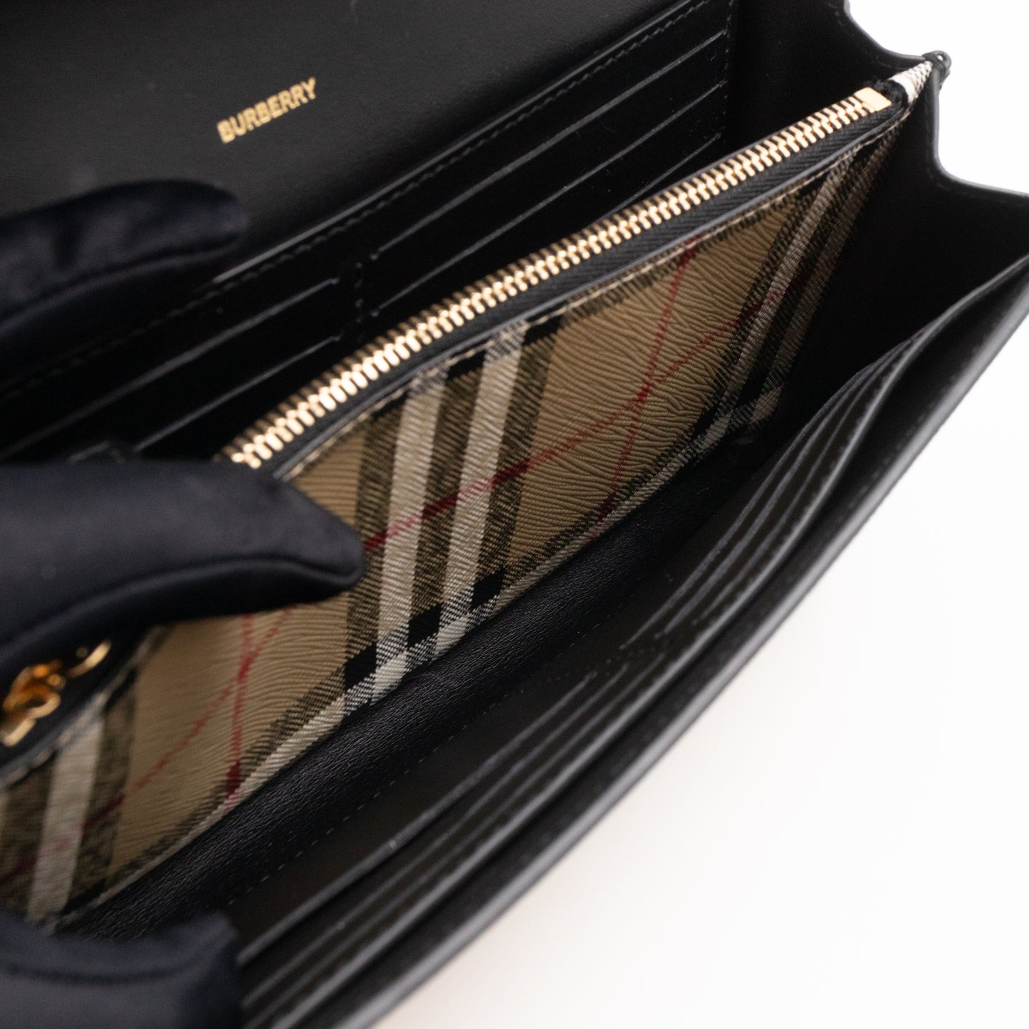 Crossbody Wallet Bag Check & Black Leather