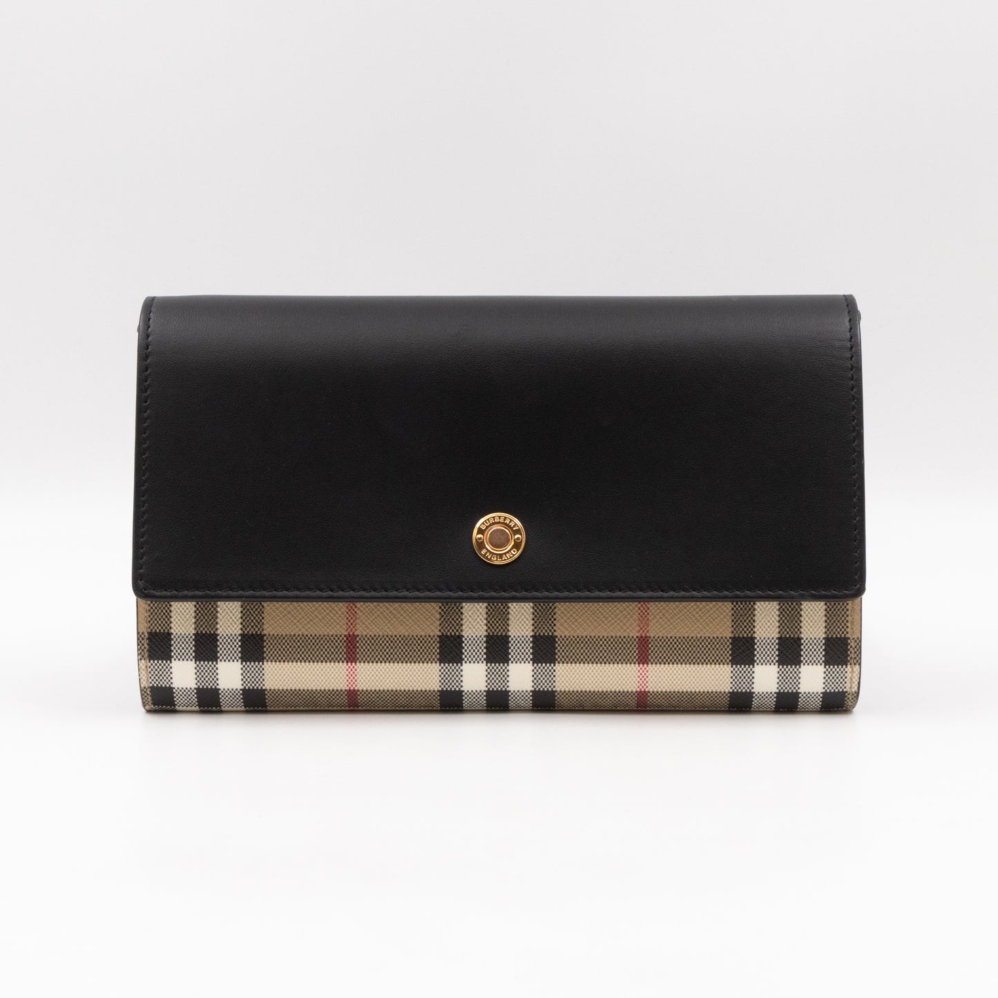 Crossbody Wallet Bag Check & Black Leather