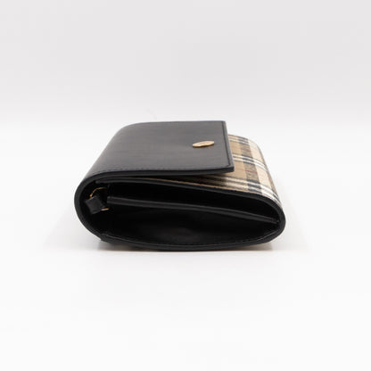 Crossbody Wallet Bag Check & Black Leather