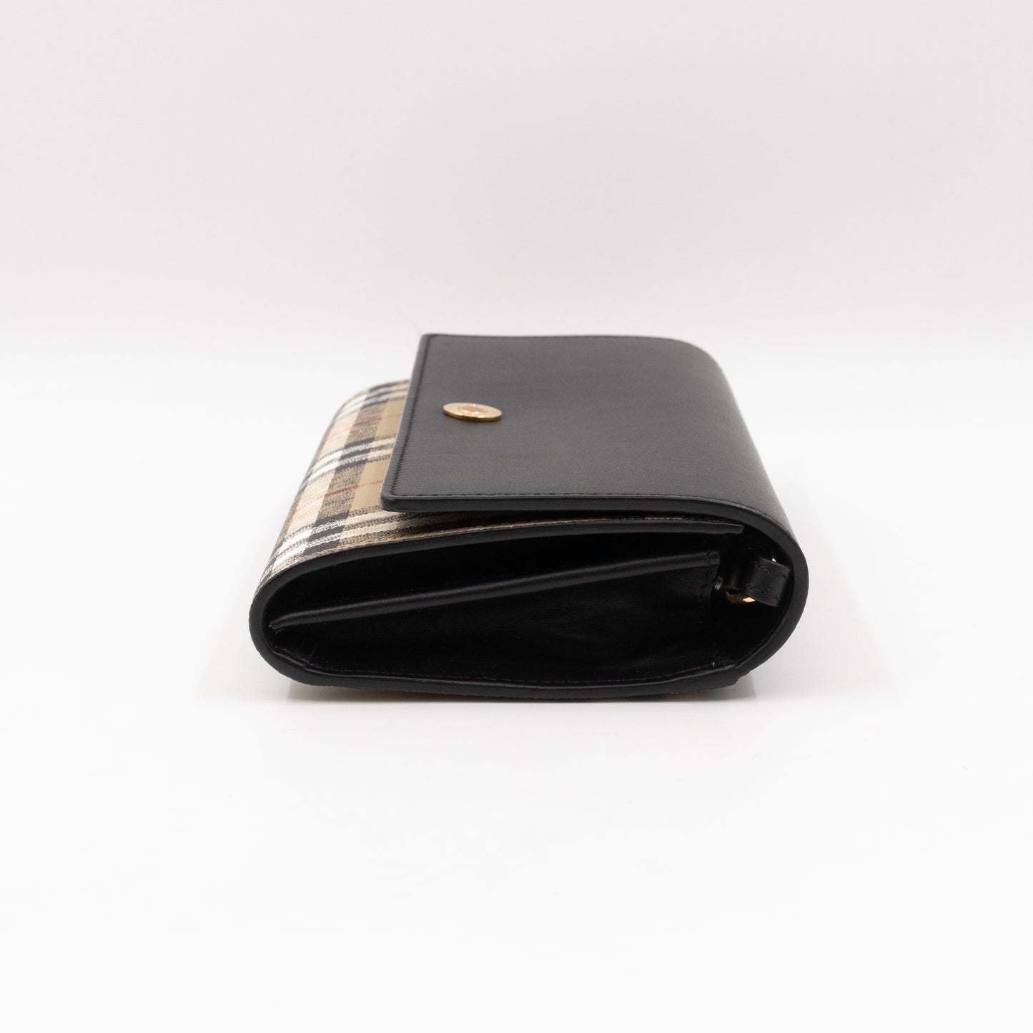 Crossbody Wallet Bag Check & Black Leather