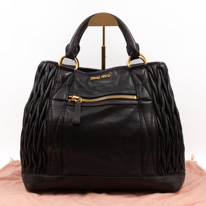 Matelasse Tote Bag Black Nappa Leather