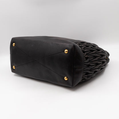 Matelasse Tote Bag Black Nappa Leather