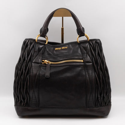 Matelasse Tote Bag Black Nappa Leather