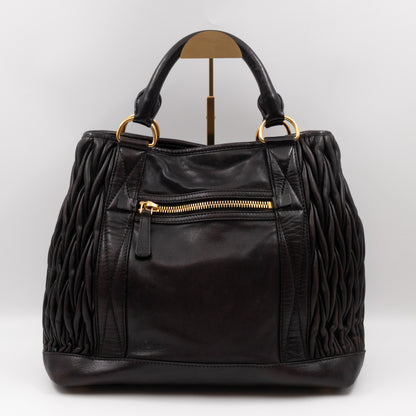 Matelasse Tote Bag Black Nappa Leather