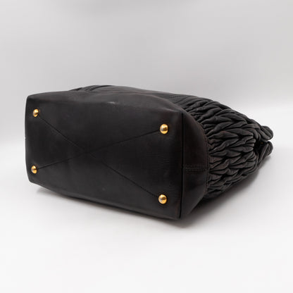 Matelasse Tote Bag Black Nappa Leather