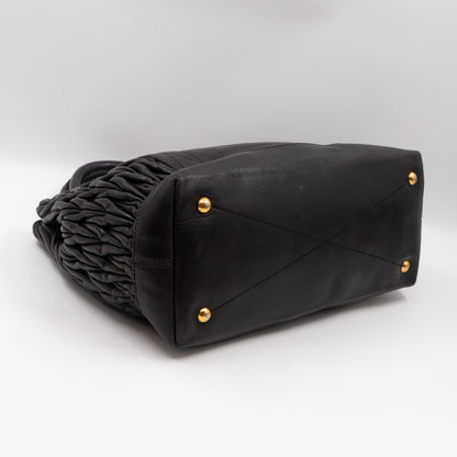 Matelasse Tote Bag Black Nappa Leather