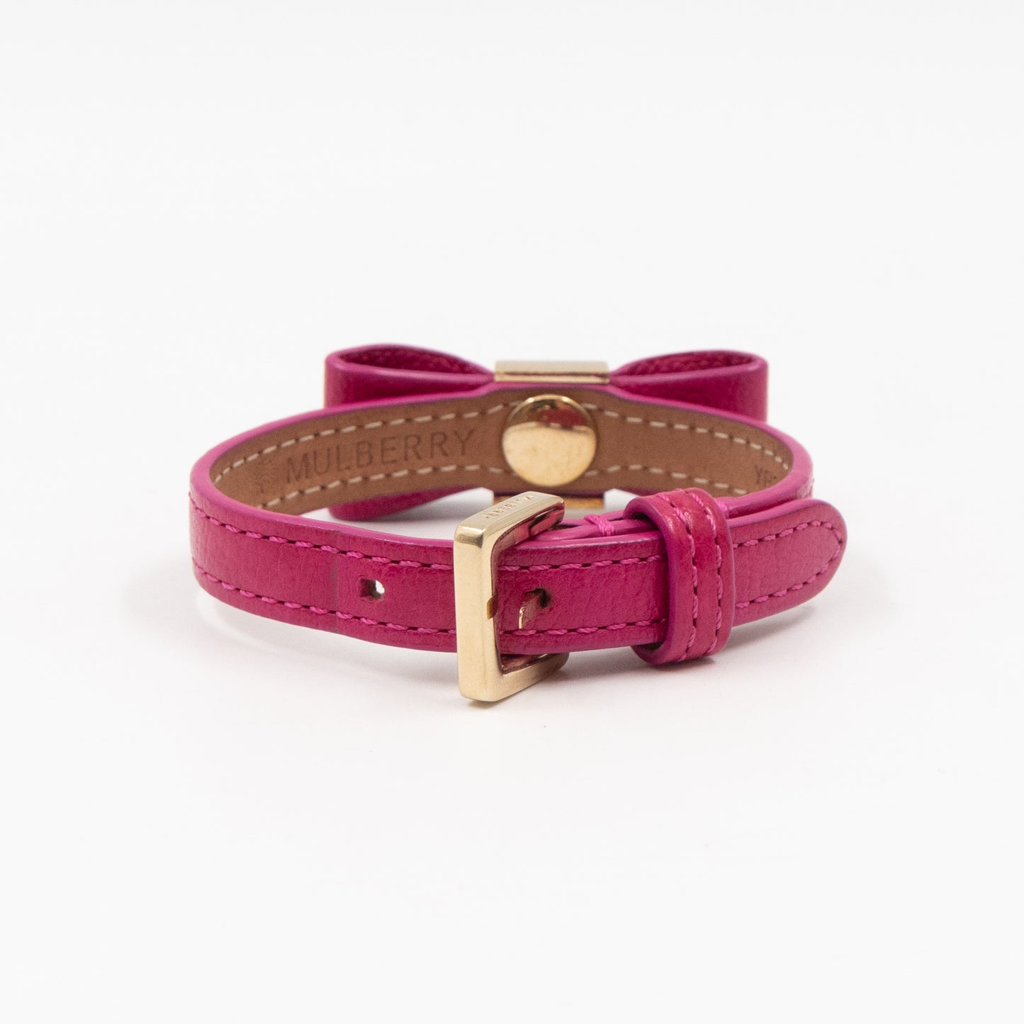 Bow Bracelet Mulberry Pink Leather