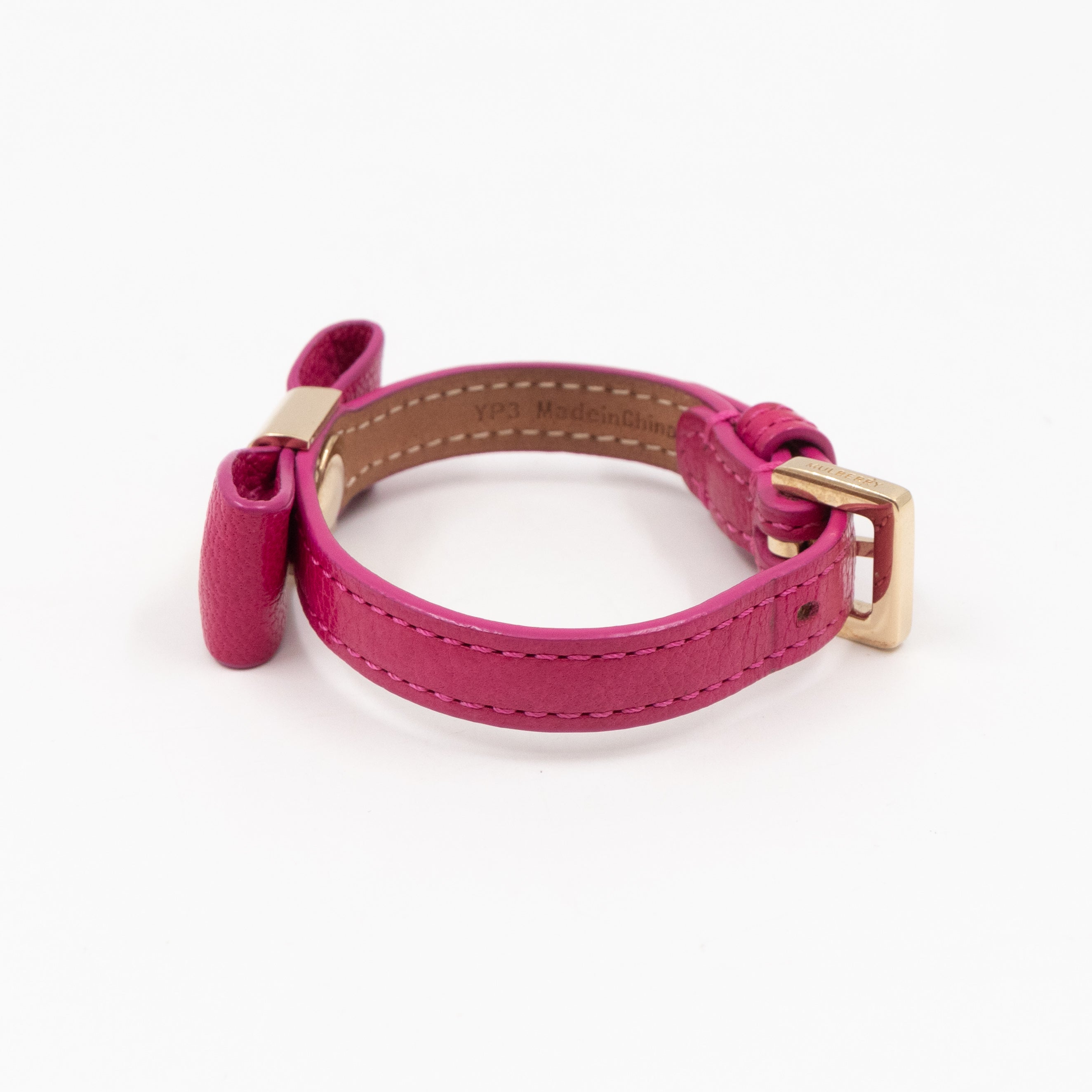 Bow Bracelet Mulberry Pink Leather