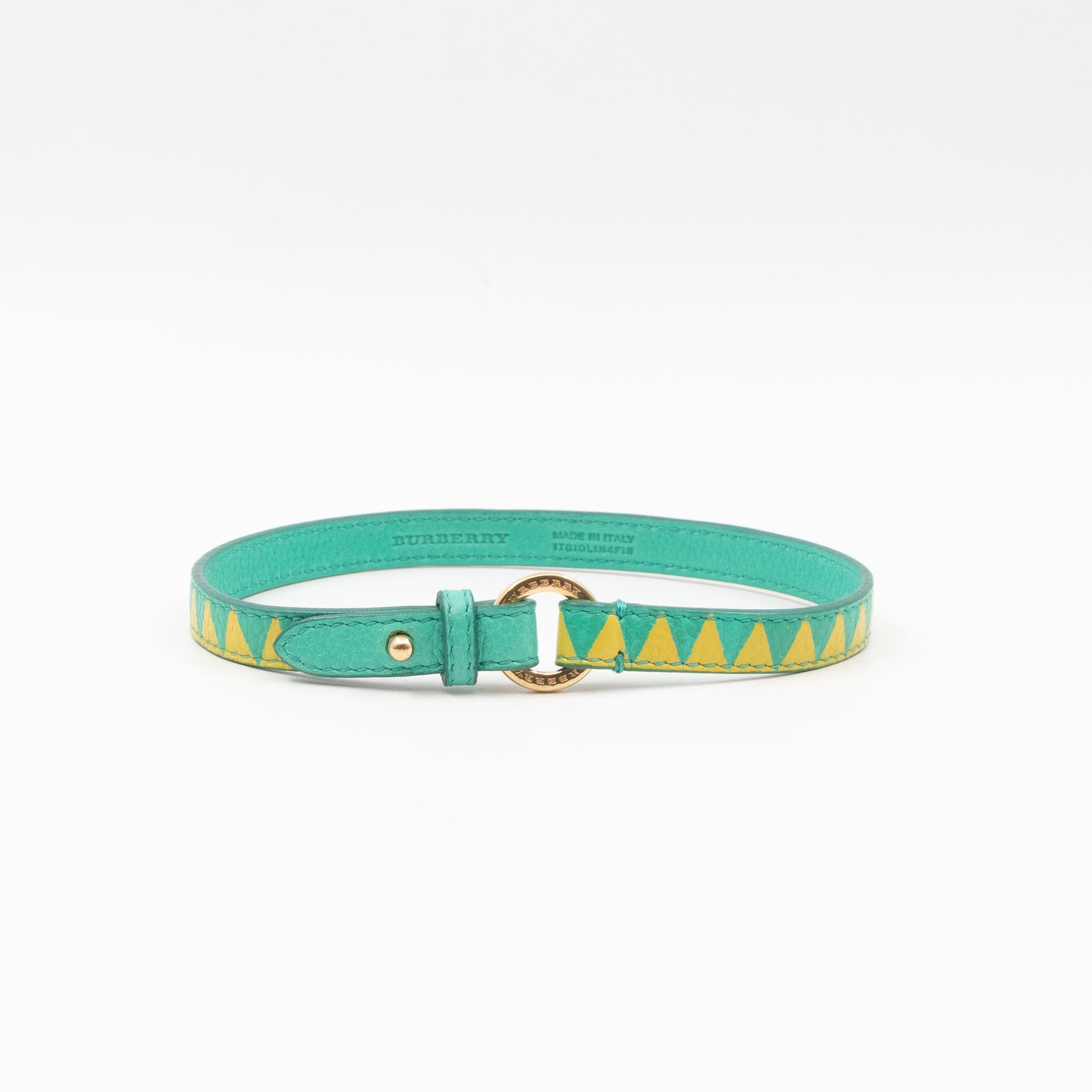 Double Tour Bracelet Green Yellow Leather