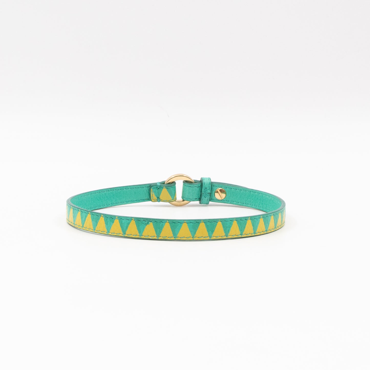 Double Tour Bracelet Green Yellow Leather