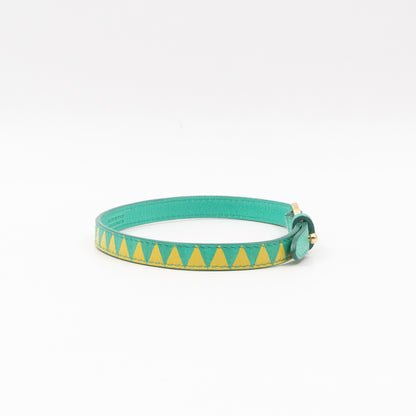 Double Tour Bracelet Green Yellow Leather