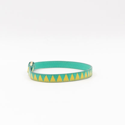 Double Tour Bracelet Green Yellow Leather