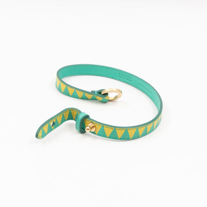 Double Tour Bracelet Green Yellow Leather