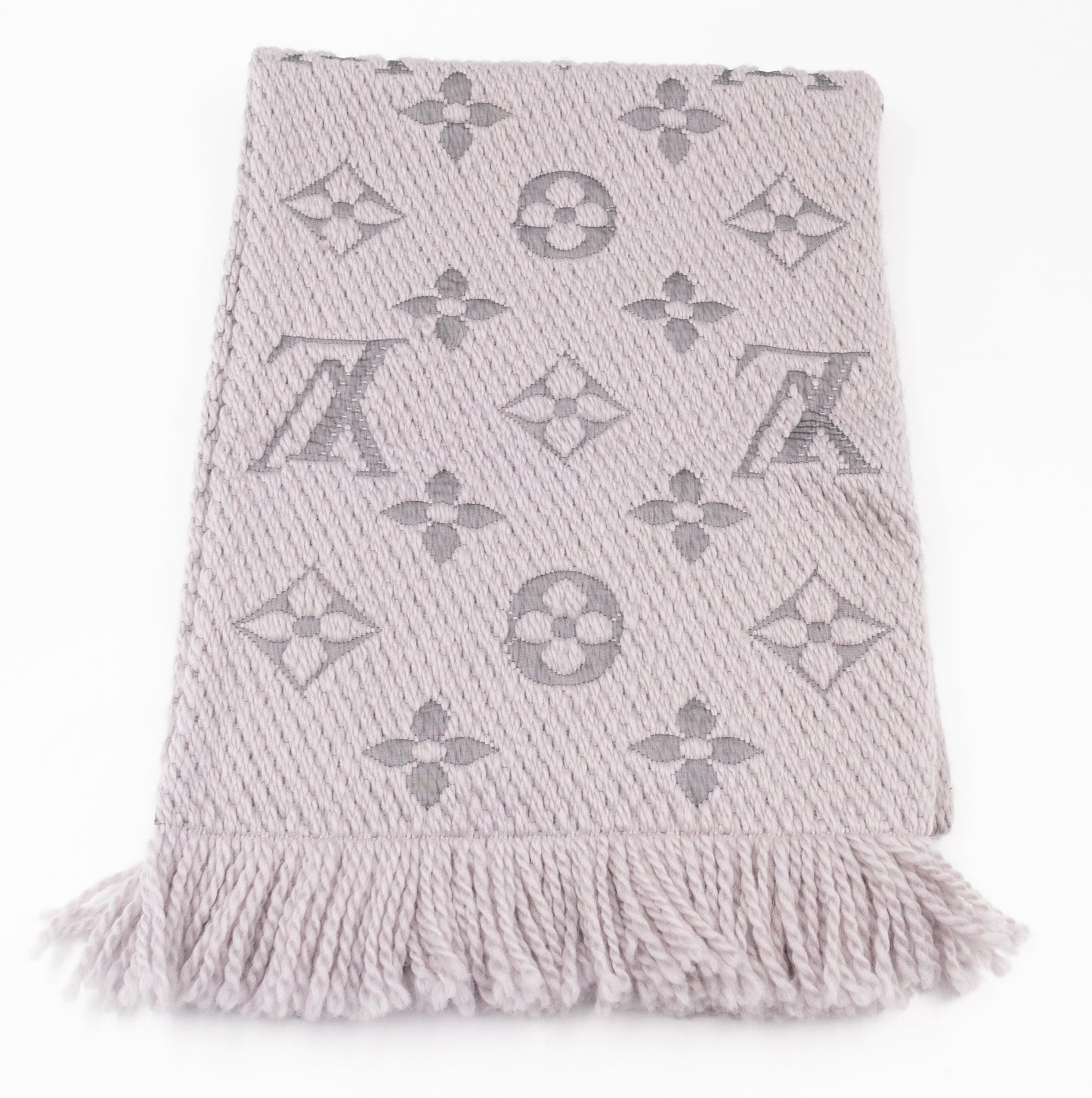 Logomania Wool Silk Scarf Pearl Grey