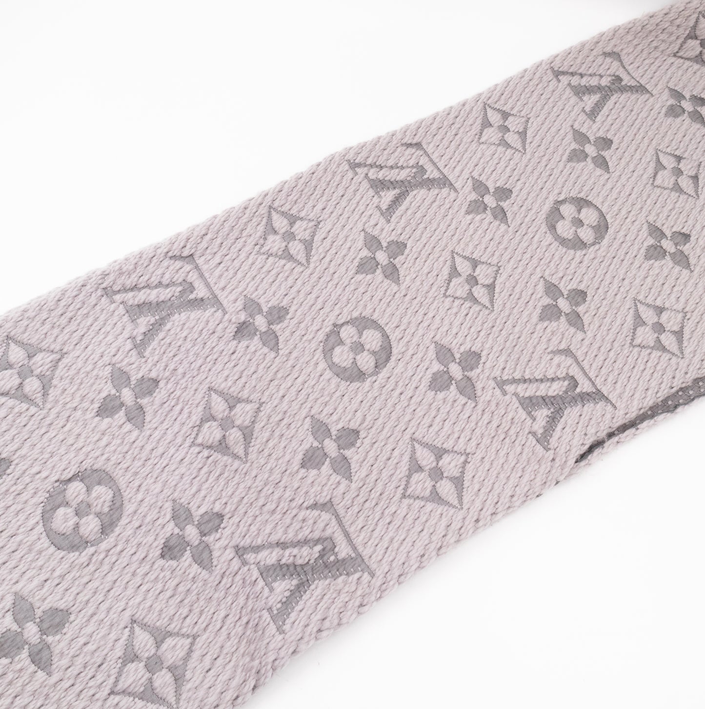 Logomania Wool Silk Scarf Pearl Grey