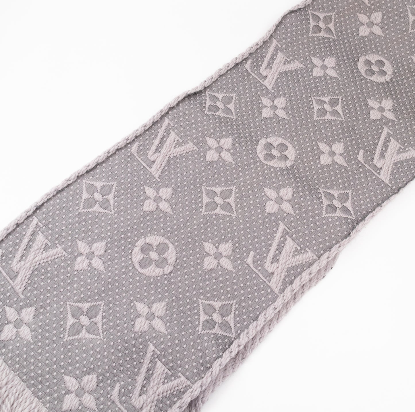 Logomania Wool Silk Scarf Pearl Grey