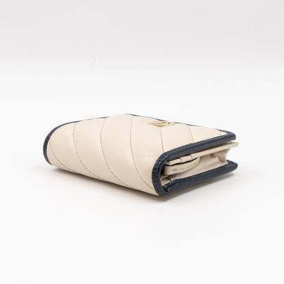 GG Marmont Card Case Wallet White & Dark Blue Leather