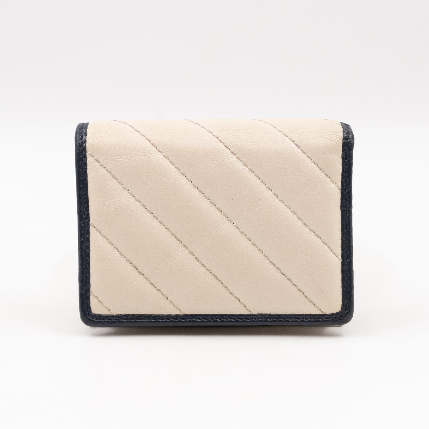 GG Marmont Card Case Wallet White & Dark Blue Leather