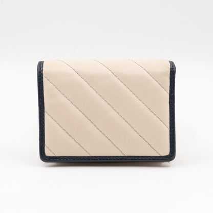 GG Marmont Card Case Wallet White & Dark Blue Leather