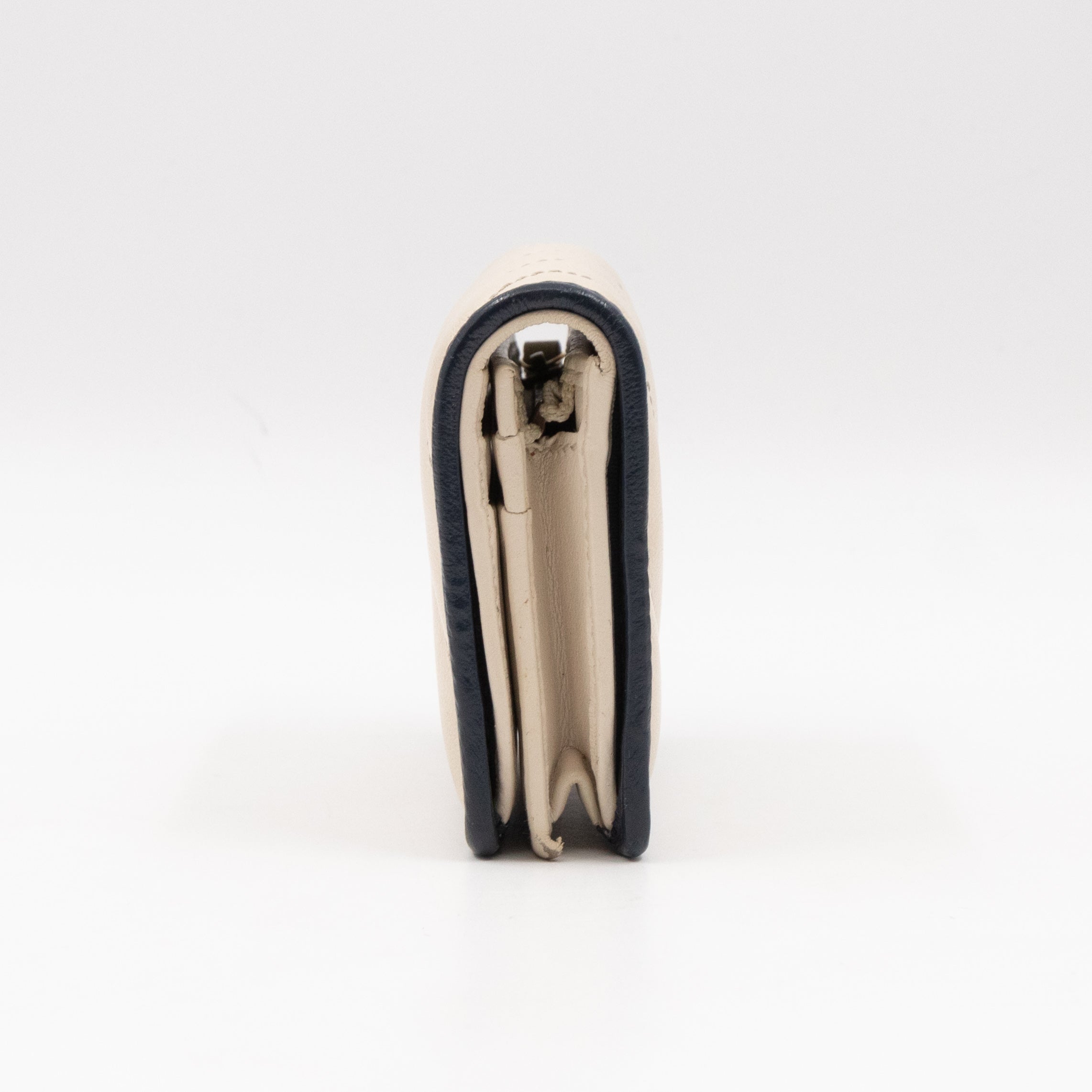 GG Marmont Card Case Wallet White & Dark Blue Leather