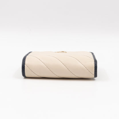 GG Marmont Card Case Wallet White & Dark Blue Leather