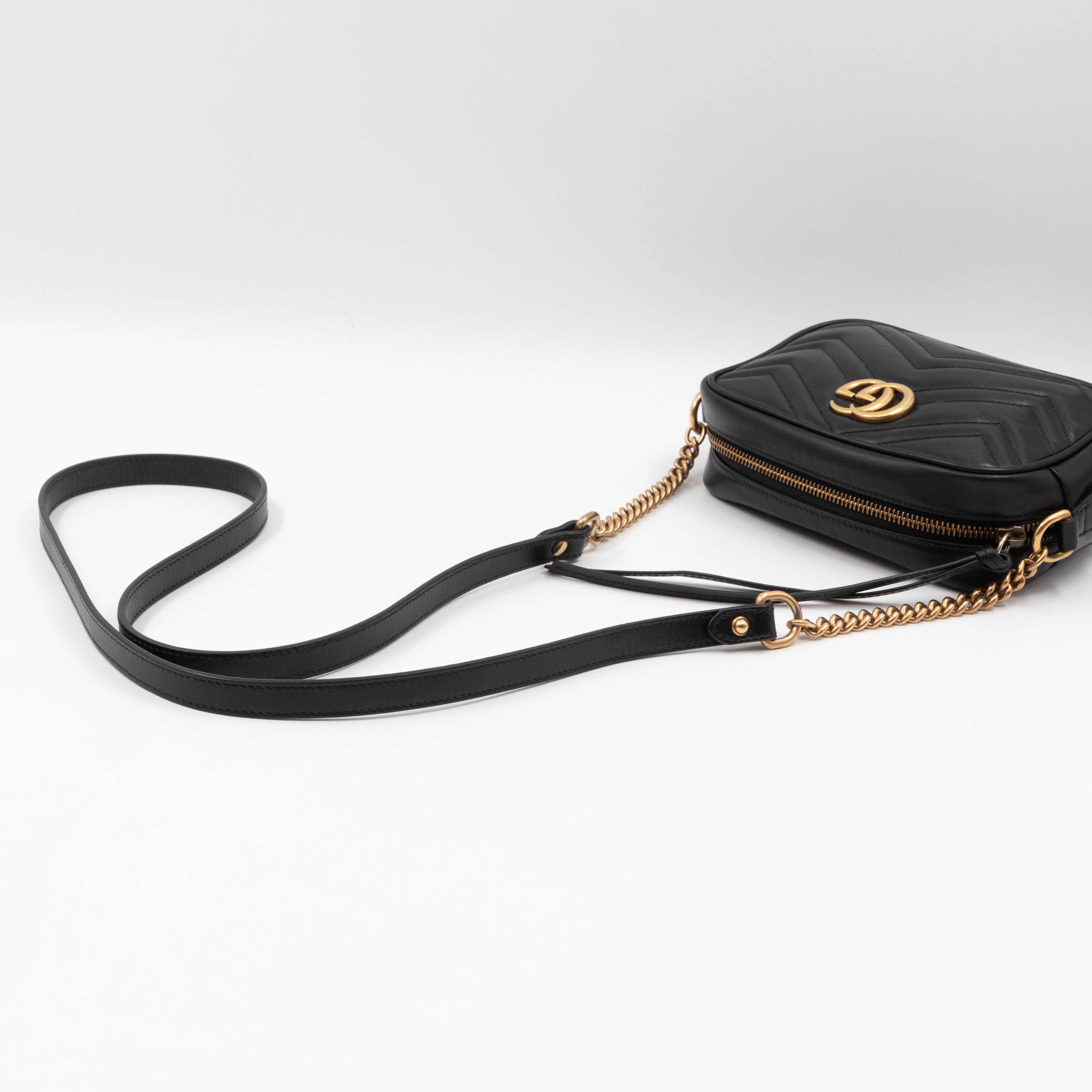 GG Marmont Matelassé Mini Black Leather Bag