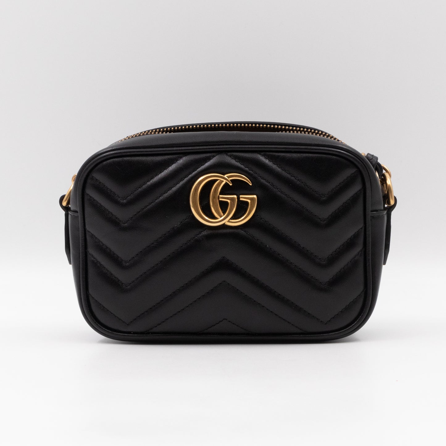 GG Marmont Matelassé Mini Black Leather Bag