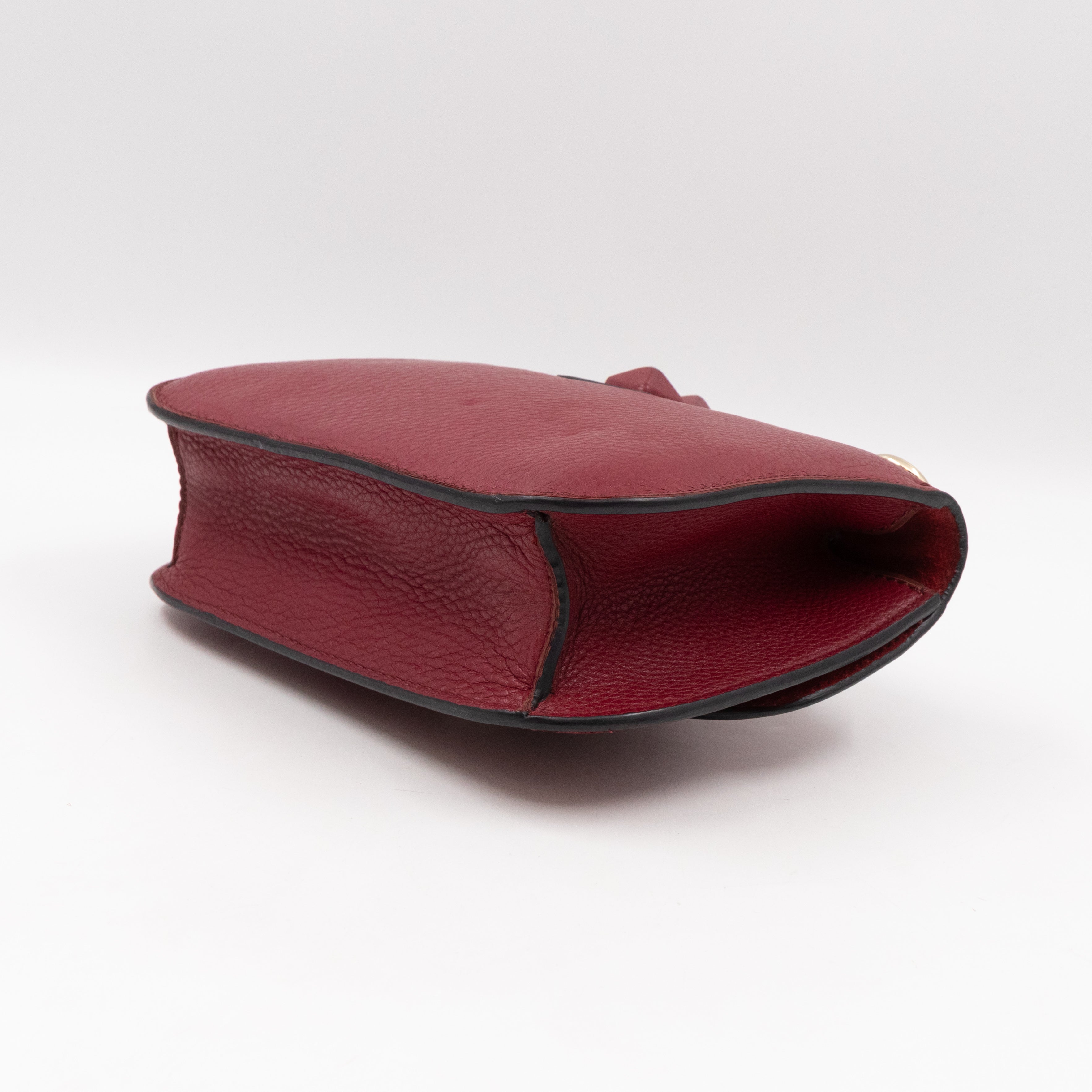 Small Glam Lock Leather Covered Rockstud Flap Bag Burgundy