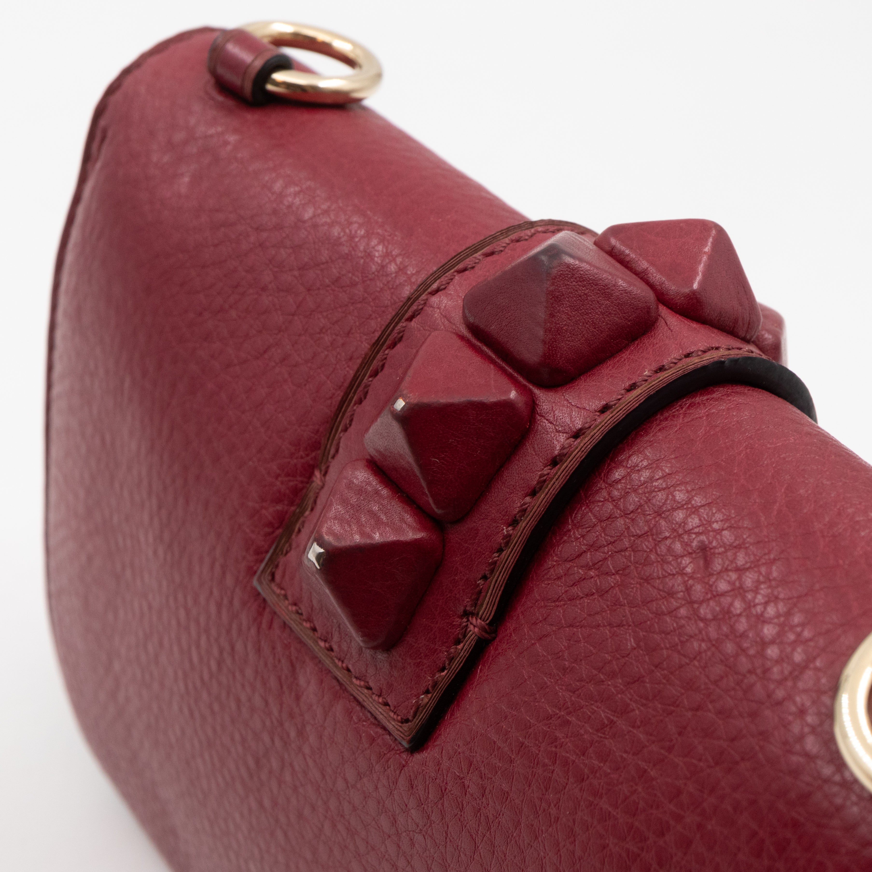 Small Glam Lock Leather Covered Rockstud Flap Bag Burgundy