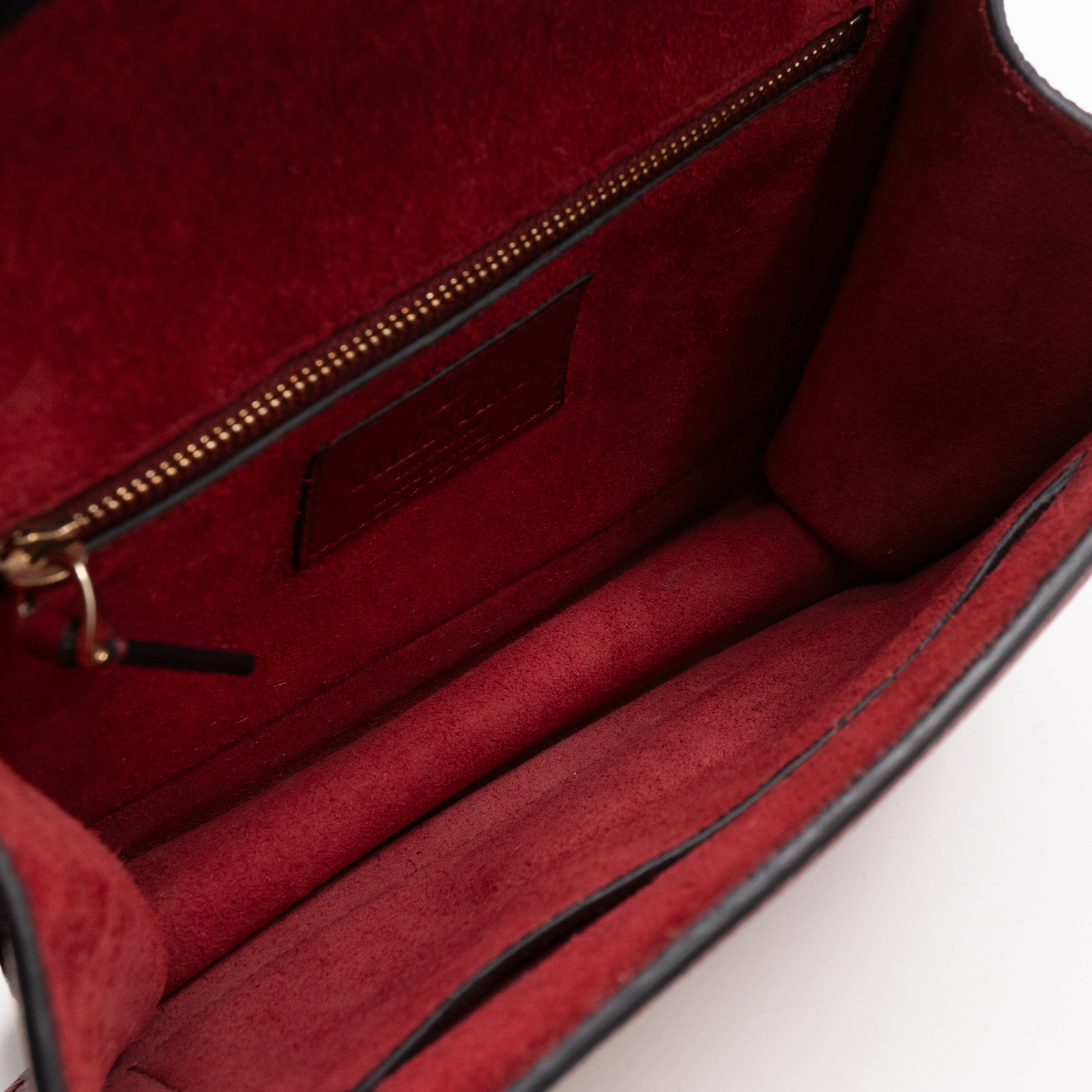 Small Glam Lock Leather Covered Rockstud Flap Bag Burgundy