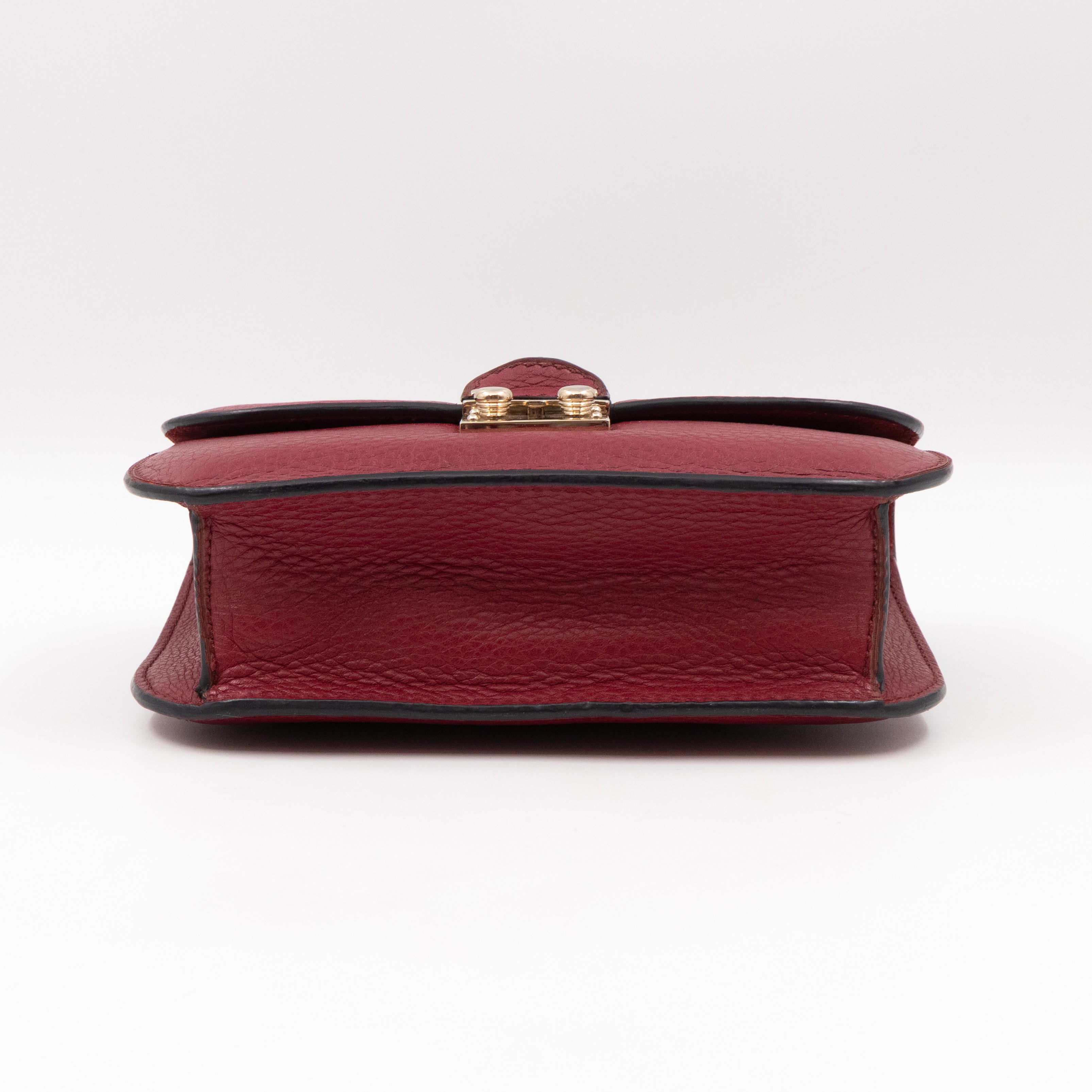 Small Glam Lock Leather Covered Rockstud Flap Bag Burgundy