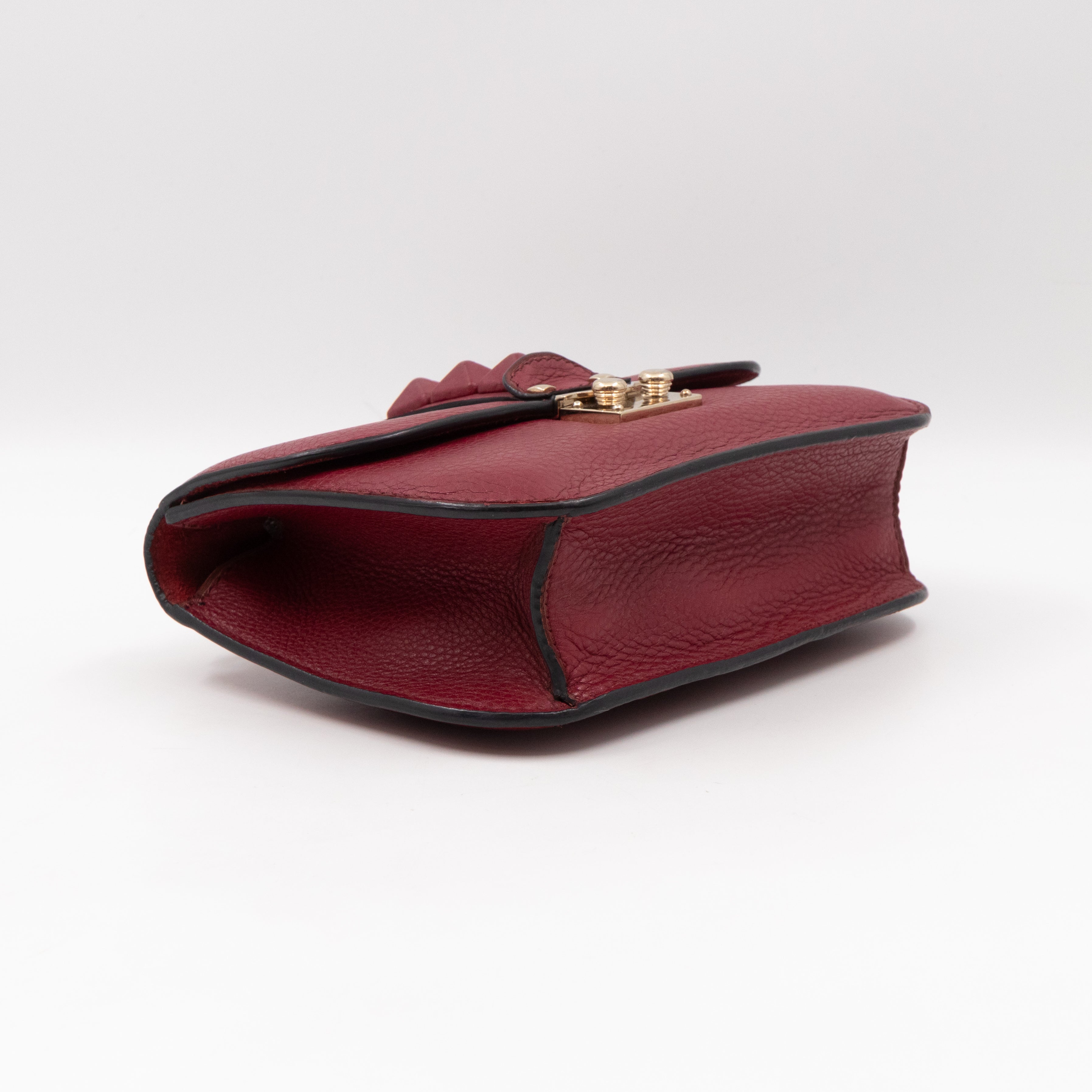 Small Glam Lock Leather Covered Rockstud Flap Bag Burgundy