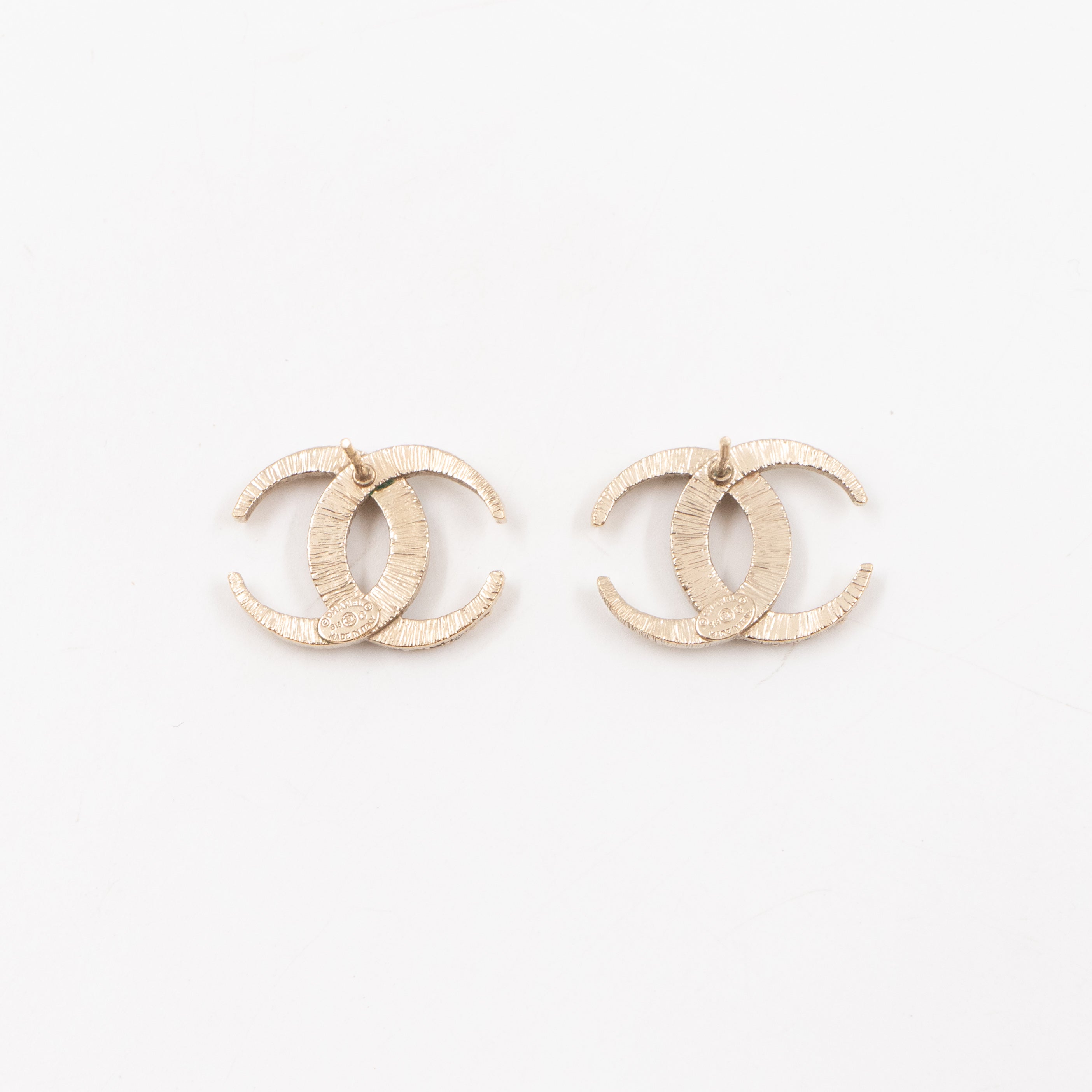 Dubai Moon CC Crystal Earrings Champagne