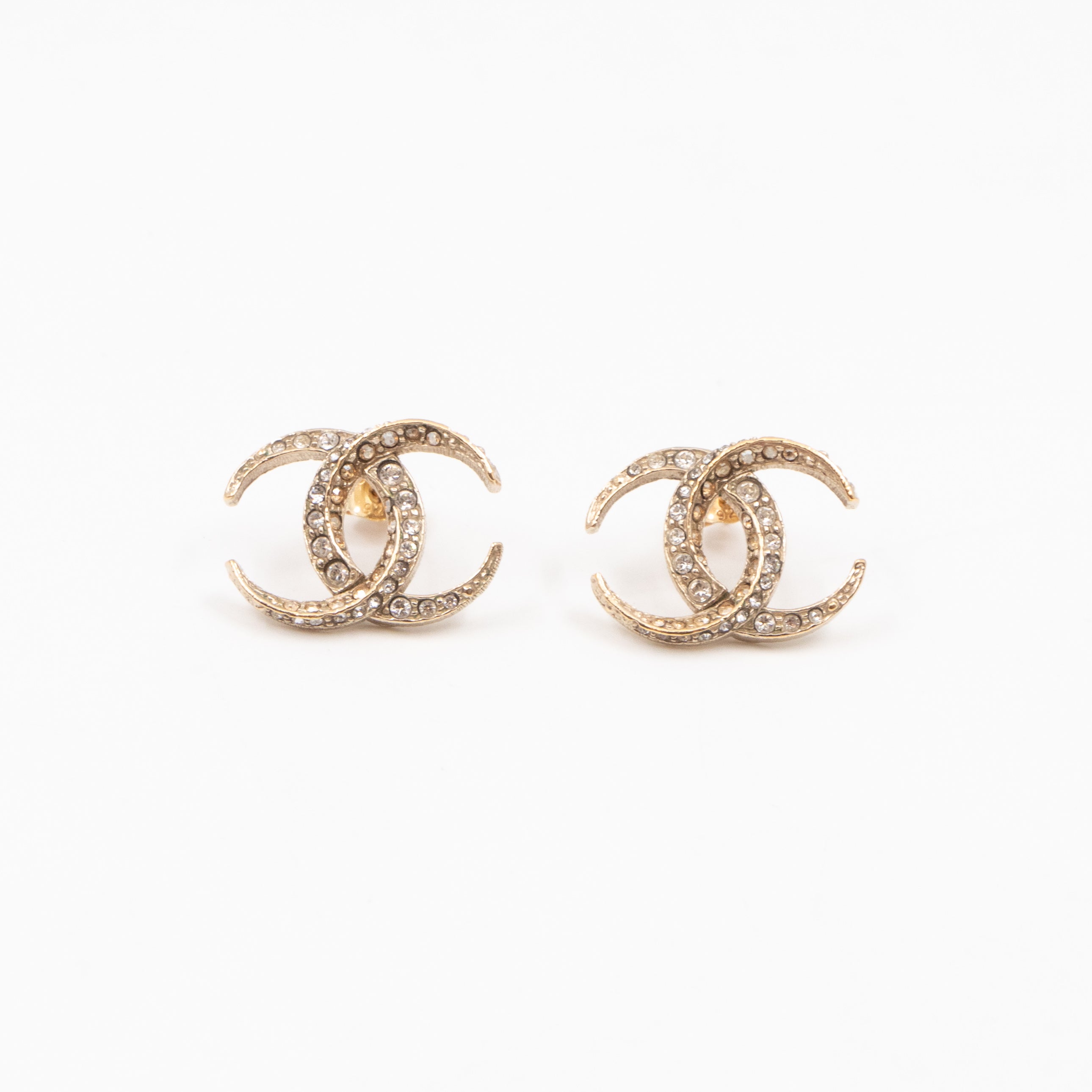 Dubai Moon CC Crystal Earrings Champagne