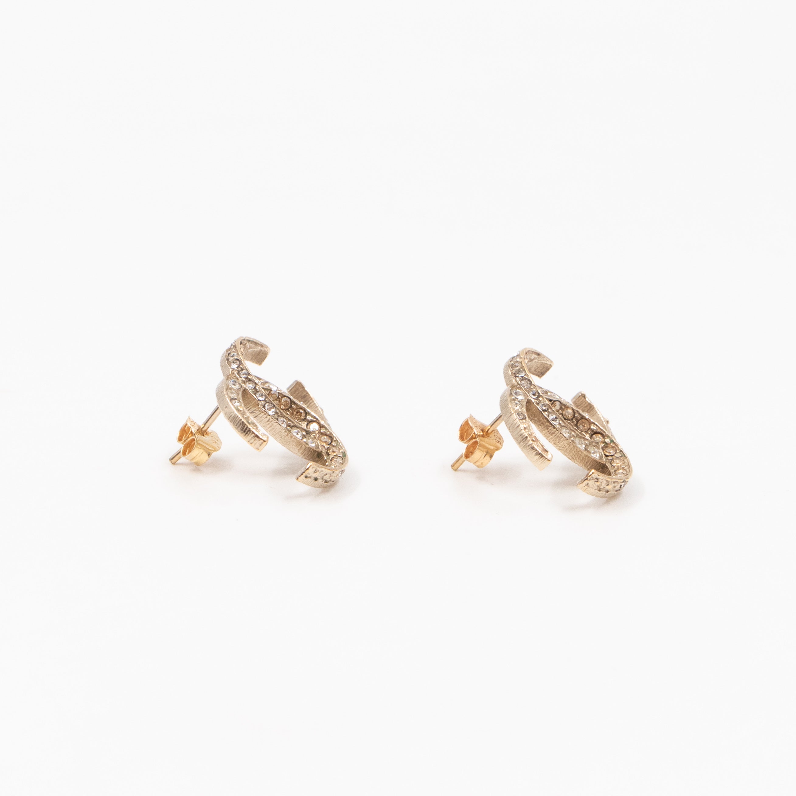 Dubai Moon CC Crystal Earrings Champagne