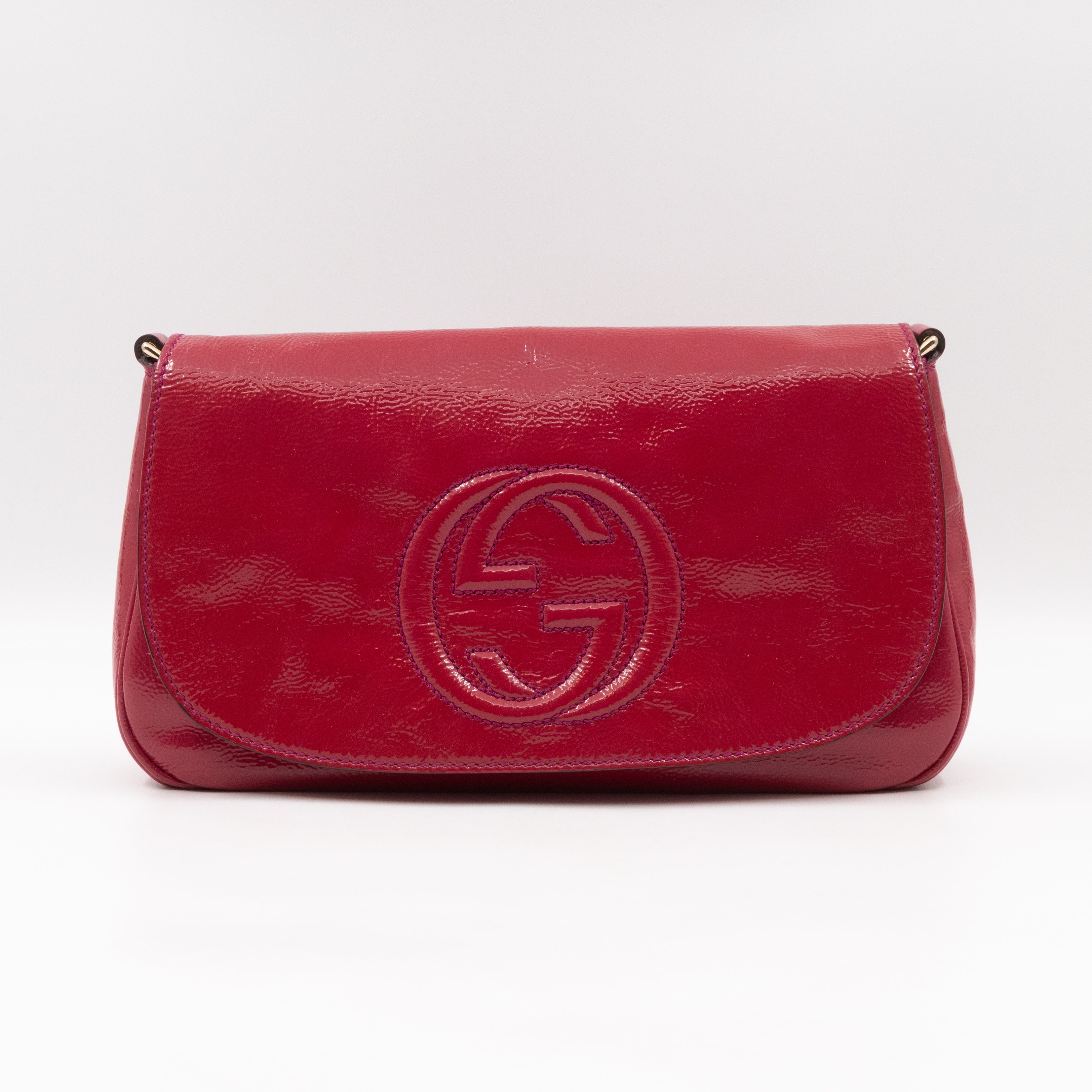 Soho Medium Flap Chain Bag Fuchsia Patent Leather