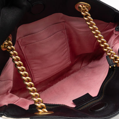 GG Medium Marmont Matelasse Tote Bag Black & White Leather