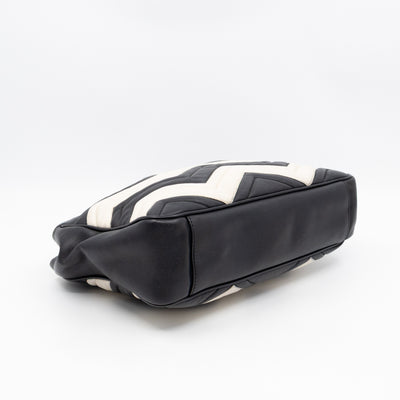 GG Medium Marmont Matelasse Tote Bag Black & White Leather